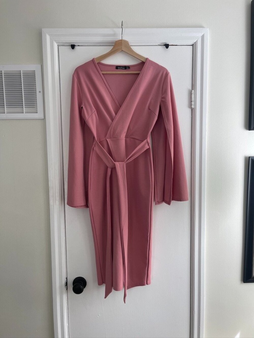 Boohoo Pink Cape Sleeve Dress